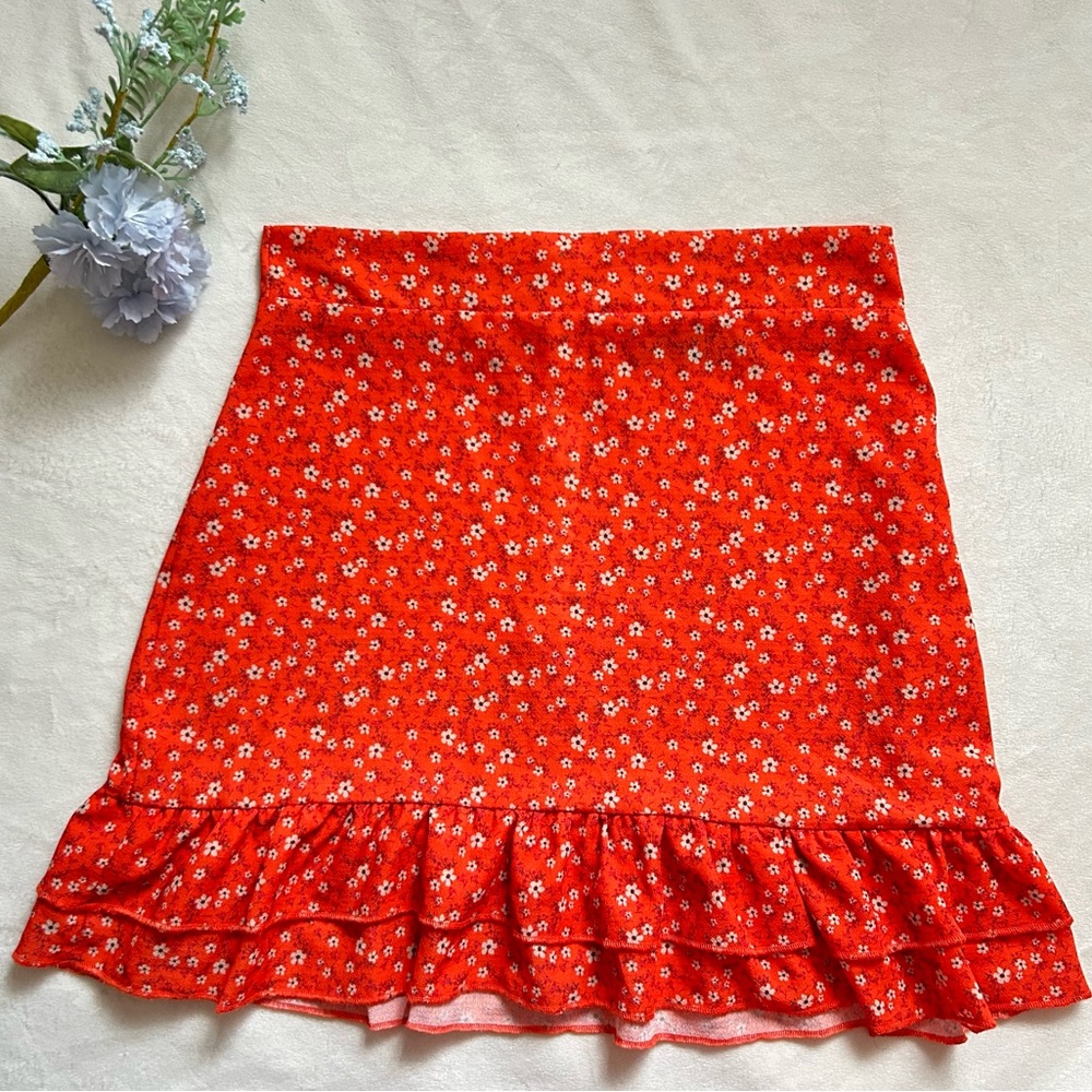 PrettyLittleThing Orange High Waist Skirt